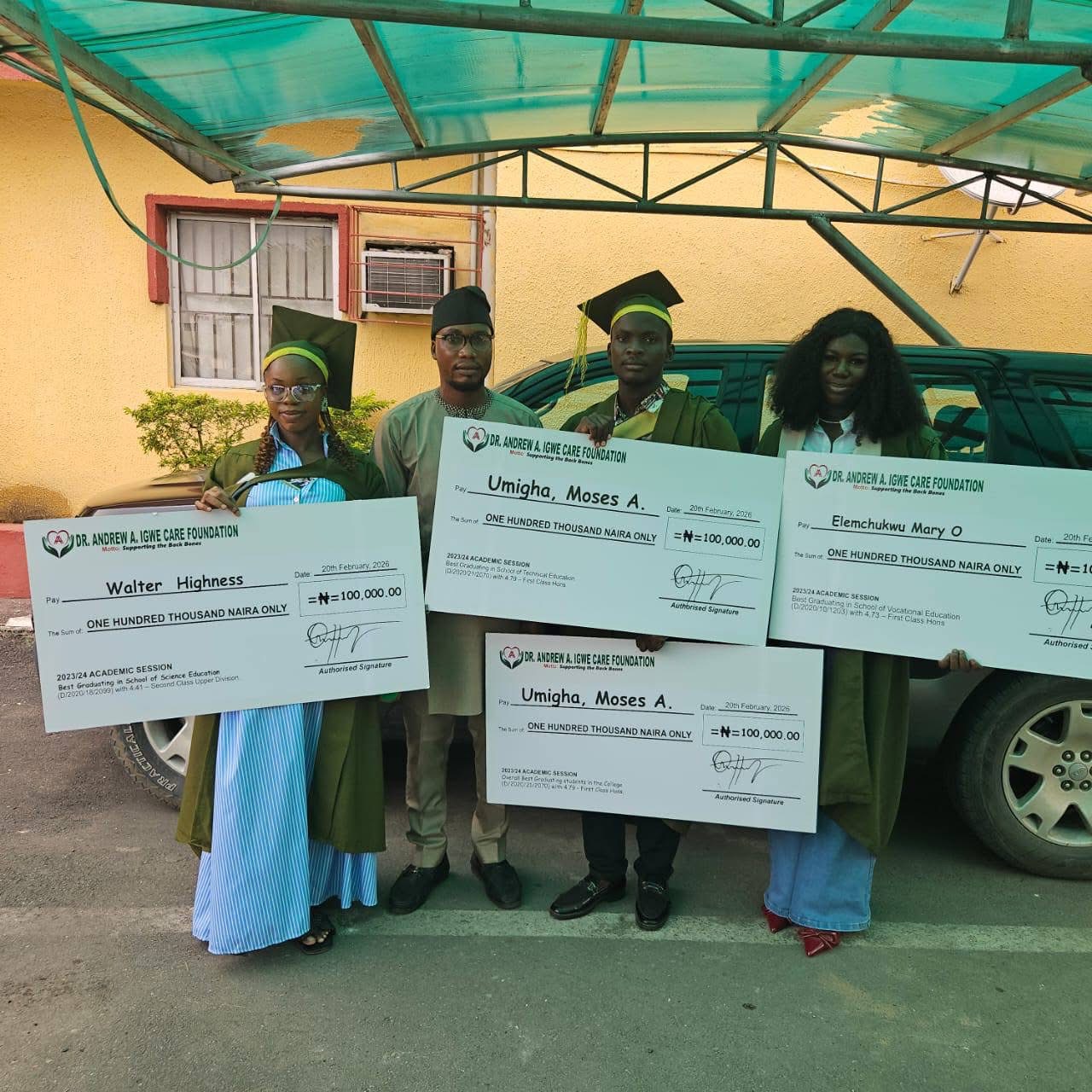 Dr. Andrew A. Igwe Care Foundation Rewards Outstanding Graduating Students in FCET Omoku and Rivers State University